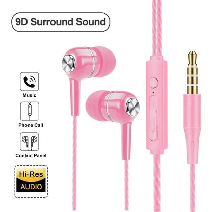 Universal 3.5mm Wired Earphones In Ear Headset HIFI Heavy Bass Earbuds Sports Headset 3D Stereo Music Headphone With Microphone