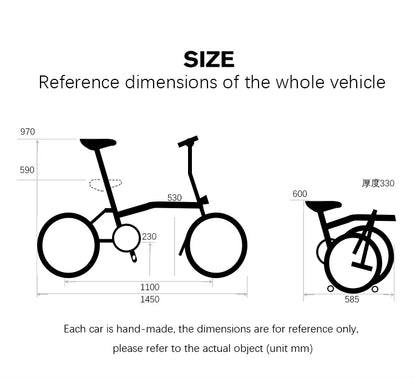 Litepro S9 Aluminum Alloy Frame 16 Inch 9 Speed Tri-fold Bicycle S /Y BAR Light Weight Foldable Bicycle Mini Folding Bike