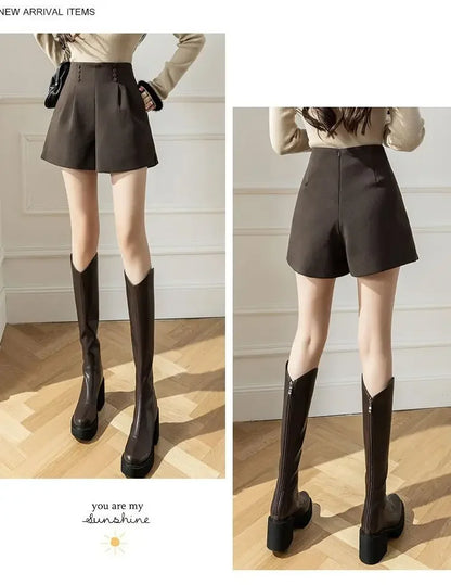 Design-sensing Suits and Shorts Women Slim and High-waisted A-line Boot Pants Versatile Casual Pants