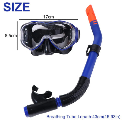 Waterproof Underwater Snorkeling Mask Breathing Anti Fog Swimming Snorkeling Glasses Clear Vision with Breathing Tube