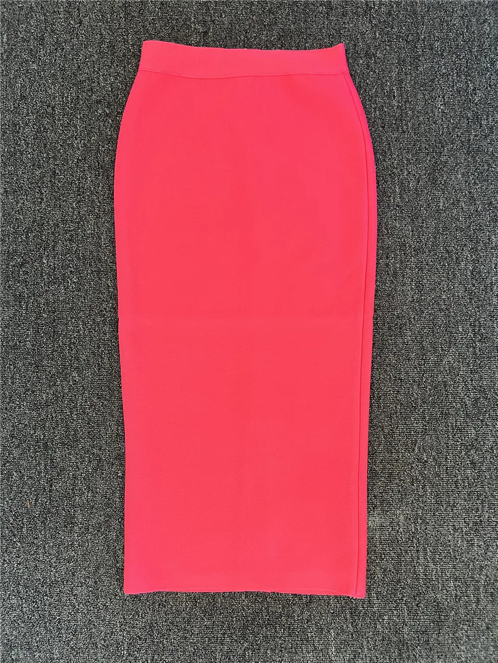 Classic Bandage Skirt Women Elegant High Waist Midi Calf Long Pencil Skirts Office Ladies Formal Party Dress Daily Skirts