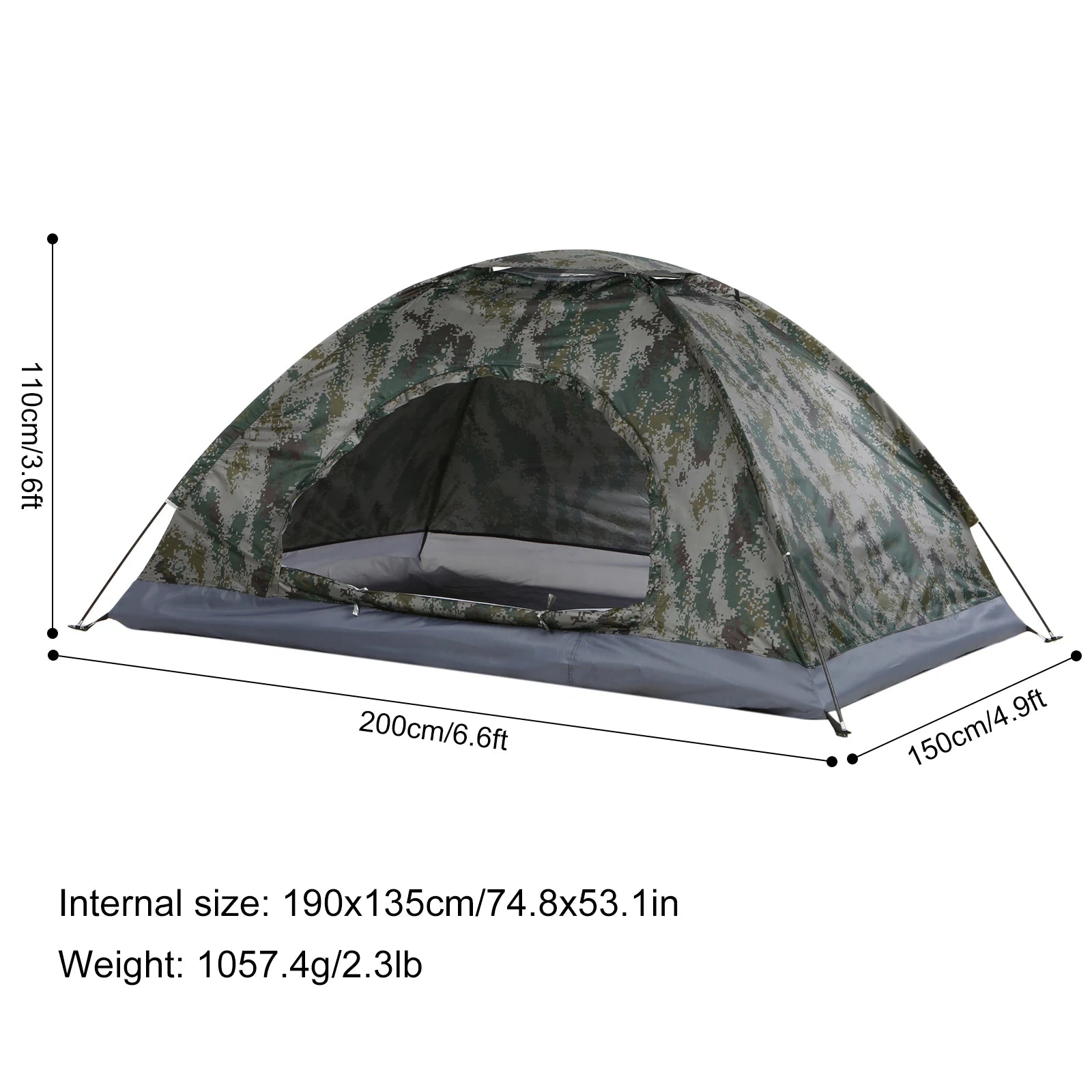 Camping Tent Single Layer Portable Tent Anti-UV Coating UPF 30+ for Outdoor Beach Fishing Family Camping Tent