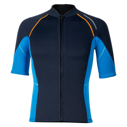 Men's Rash Guard Swimsuit Tops Short Sleeves Front Zip Wetsuit Top 1.5mm Neoprene Swim Tops Swimming Diving Surfing Snorkeling