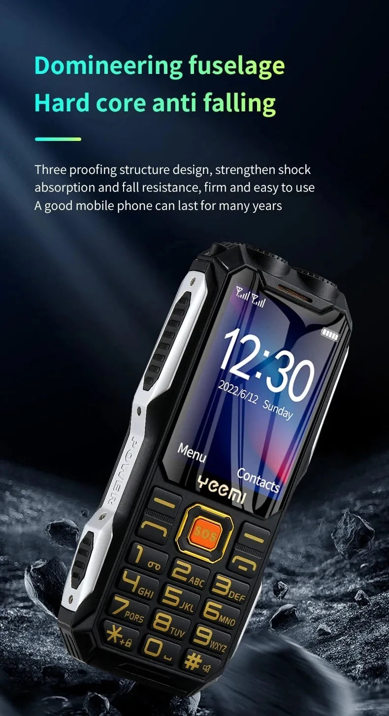 YEEMI Q8 GSM 2G Rugged Phone Big Battery Dual Flashlight 2.4inches HD Screen Dual SIM Mobile Phone Large Button Cellphone