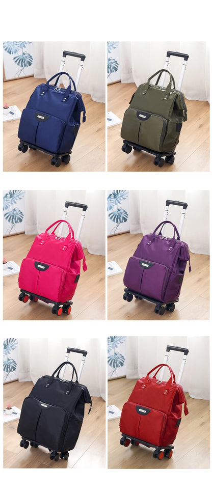 Wheeled bag for travel trolley bags Women travel backpack with wheels Oxford large capacity Travel Rolling Luggage Suitcase Bag