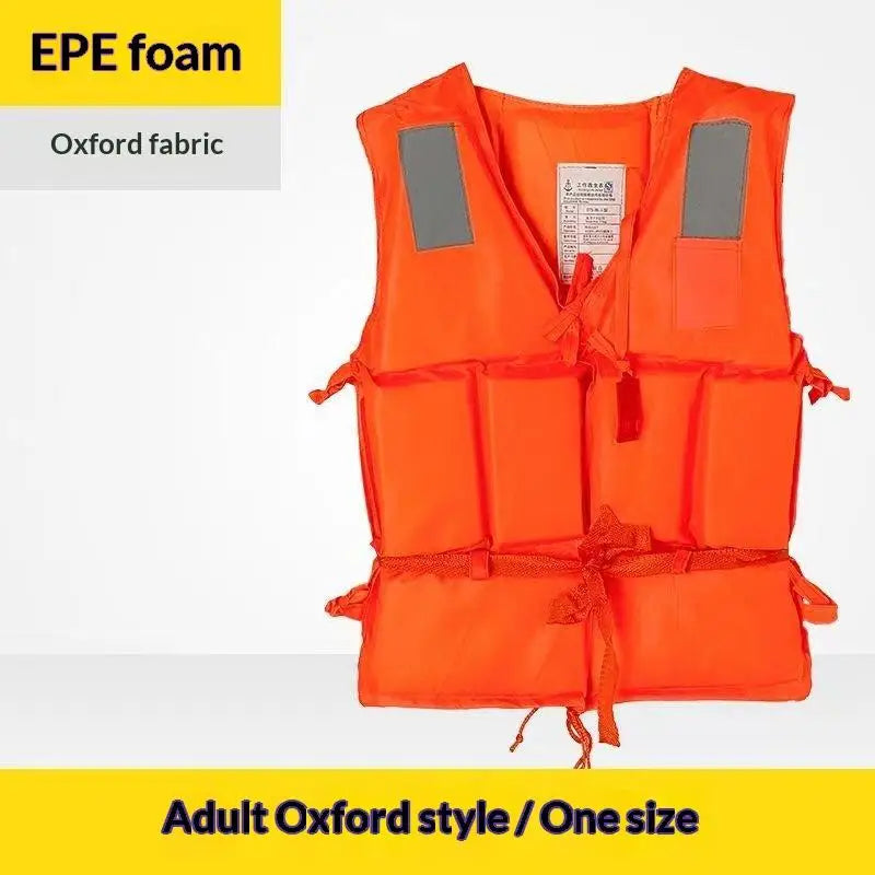 Emergency Flotation Vest for Adults, Easy On/Off Zipper Life Jacket with Pockets, Essential for Boating, Floods or Storms