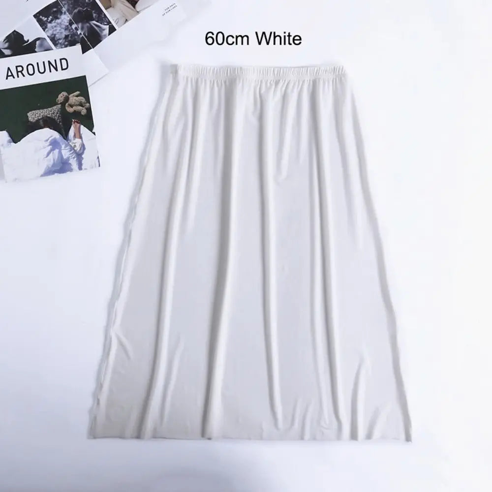 High Waist Solid Color Cotton Women Long Petticoat Ice Silk Underskirt Underskirt Half Slips Safety Underskirt Slips