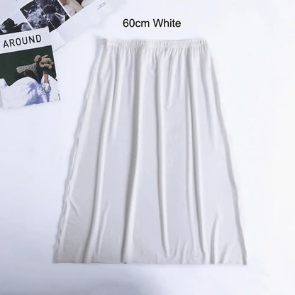 High Waist Solid Color Cotton Women Long Petticoat Ice Silk Underskirt Underskirt Half Slips Safety Underskirt Slips