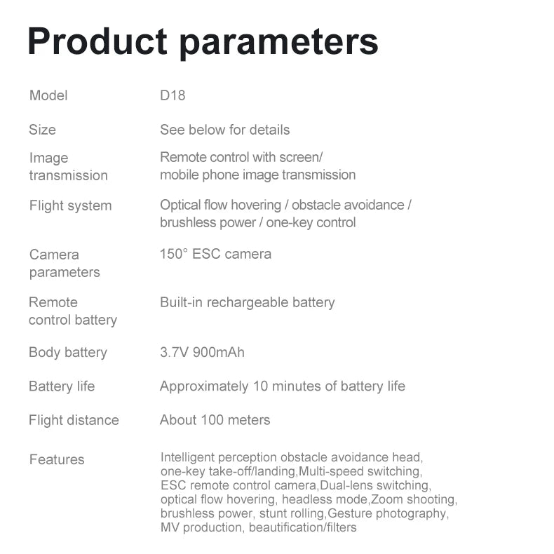 2025 D18 Drone 8K Aerial HD Dual Camera Photography Intelligent Obstacle Avoidance Brushless Motor 5G WIFI GPS Return VR Drone