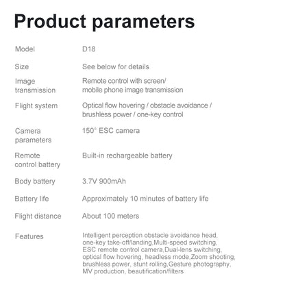 2025 D18 Drone 8K Aerial HD Dual Camera Photography Intelligent Obstacle Avoidance Brushless Motor 5G WIFI GPS Return VR Drone