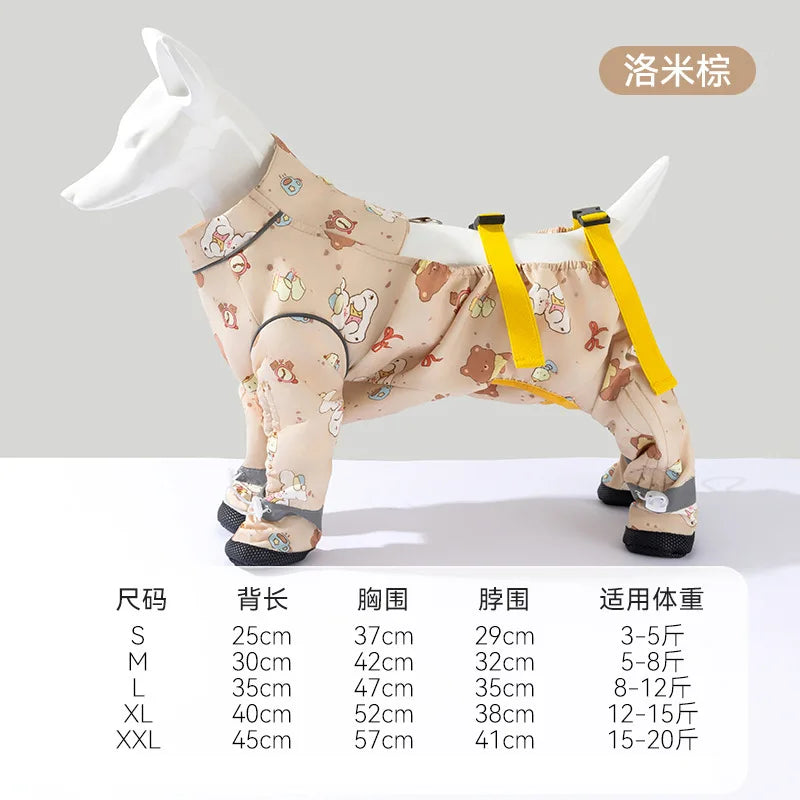 Dog full package with stomach protection and feet, dust-proof pants for winter outings, dirt proof and plush warm pet clothes