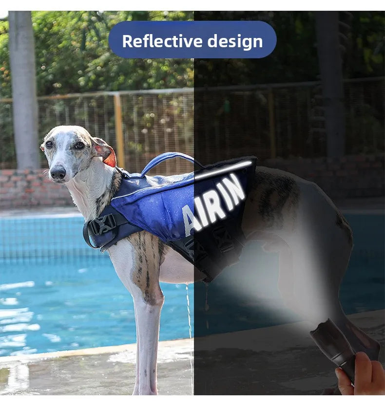 Dog Life Jacket with Airbags, Adjustable Pet Life Vest for Swimming, Oxford Fabric, Reflective Strips, S/M/L,Red / Green / Blue