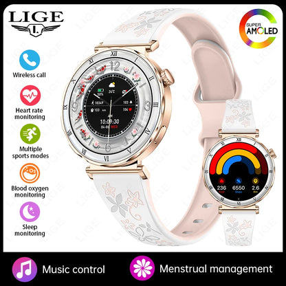 Women's Smart Watch 2026 New Fashion AMOLED Screen Bluetooth Call Custom Dials Female Health Monitoring Ladies Sports Smartwatch