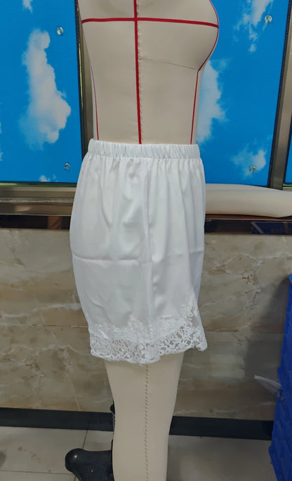 Y2k Women Silk Satin Shorts Lace Trim Patchwork Micro Mini Slip Shorts Low Rise Lingerie Pajamas Coquette Boxers Streetwear