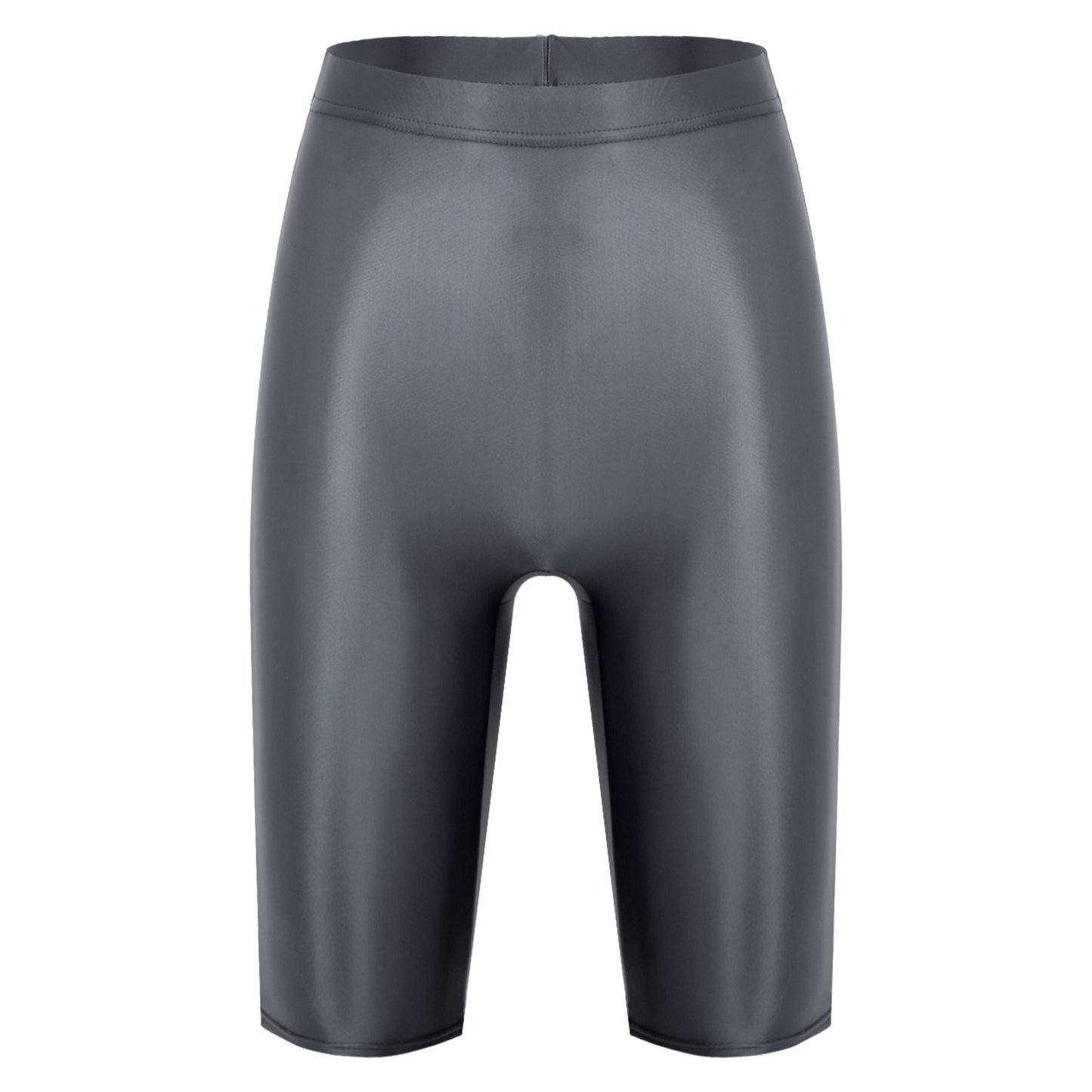 Women Glossy Shorts High Waist Fitness Short Leggings Oil Shiny Knee-Length Tights Swimming Trunks Female Workout Sports Bottoms