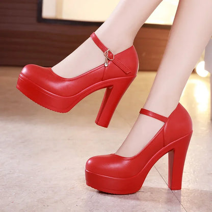 Small Size 32-43 Shallow Thick Bottom White Silver Wedding Shoes Bride Platform Pumps 2025 Block High Heels Shoes for Model Mom