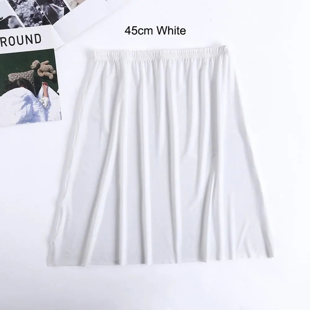 High Waist Solid Color Cotton Women Long Petticoat Ice Silk Underskirt Underskirt Half Slips Safety Underskirt Slips