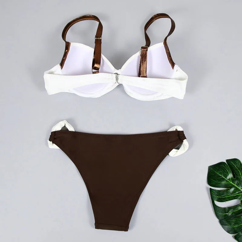 Sexy Push Up Swimsuit Women Bikini 2023 Solid Swimwear Brazilian White Bikini Set Female Beachwear Bathing Suit biquini Bathers