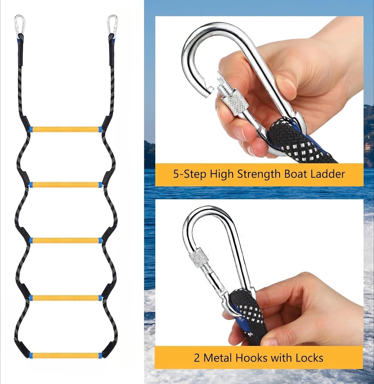 Marine Rope Ladder Telescopic Rope Ladder Portable Rope Ladder Swimming Ladder Suitable For Kayaks Motorboats Canoes Etc