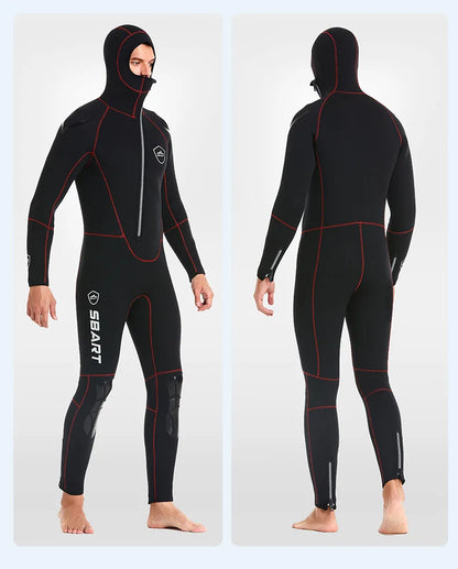 5MM diving suit thickened warm swimming suit hooded knee protection deep diving fishing suit winter swimming equipment wetsuit