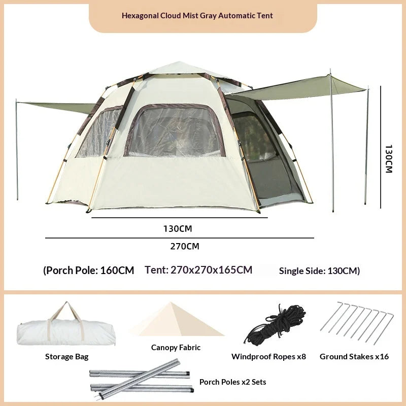 Camping Tents Automatic Pop Up Beach Camping Tent Portable Foldable Waterproof UV Sun Shade Instant Hexagonal Shelter Outdoor