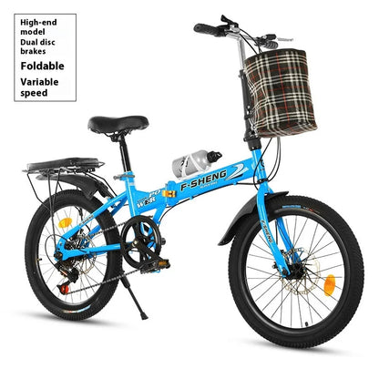 20Inch Folding Bicycle 6-Speed Double Disc Brake Geared Bicycle - Compact Travel-Friendly Bike for Easy Storage And Transport