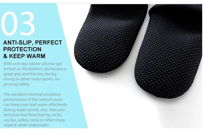 3mm Neoprene Socks Wetsuit Shoes Non Slip Surf Swim Fins Socks Warm Beach Boots for Snorkeling Diving Water Sports
