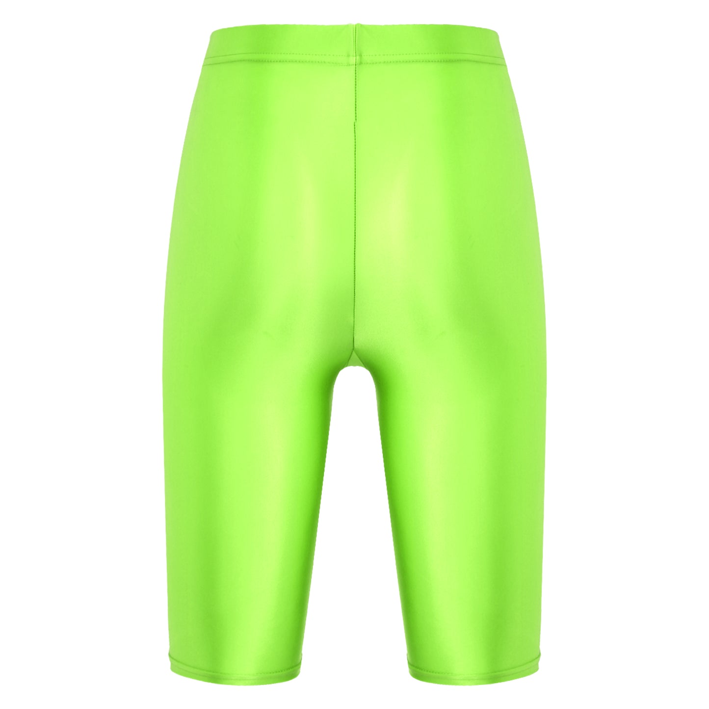 Women Glossy Shorts High Waist Fitness Short Leggings Oil Shiny Knee-Length Tights Swimming Trunks Female Workout Sports Bottoms