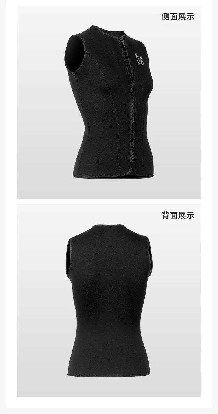 3MM Men Women Sleeveless Wetsuit Top No Hood Neoprene Thermal Vest for Scuba Diving Surfing Kayaking Swimming Water Sports