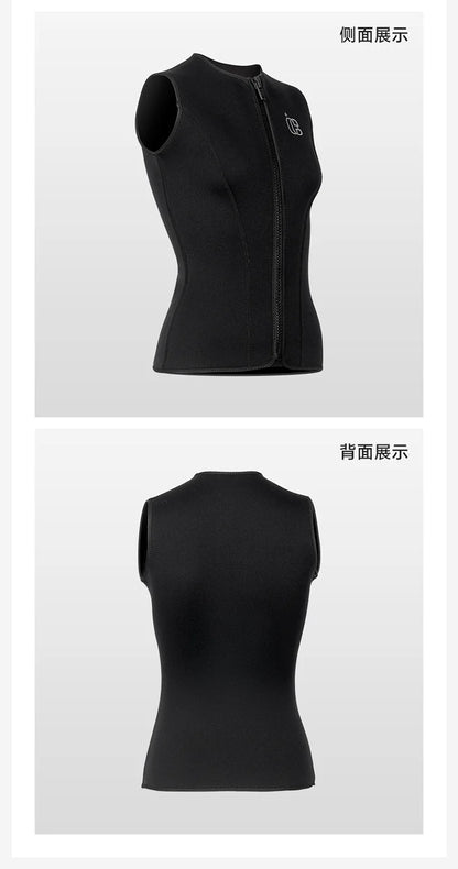 3MM Men Women Sleeveless Wetsuit Top No Hood Neoprene Thermal Vest for Scuba Diving Surfing Kayaking Swimming Water Sports