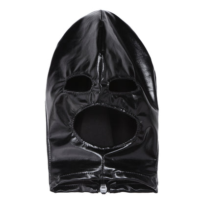 Adult Shiny Leather Masks Sex Toys Bronzing Cloth Open Mouth And Eye Glued Head Cover Couples Adult Products