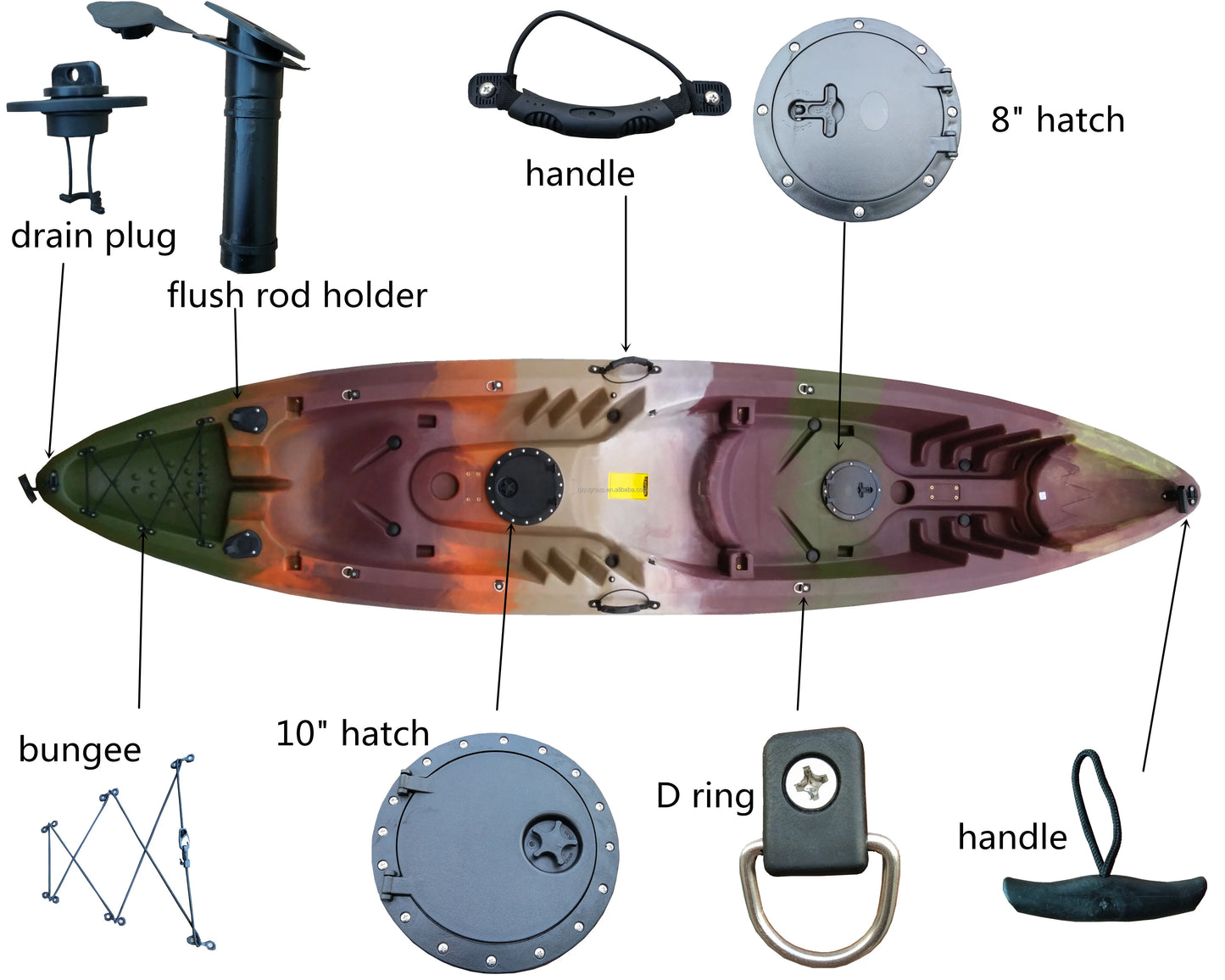 Top Quality LLDPE Material Water Sports 2 Person Drop Stitch Pedal Fishing Kayak