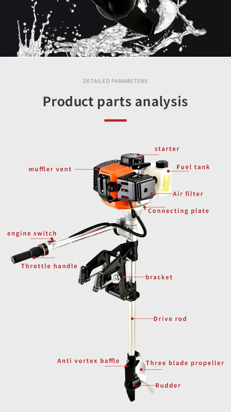 2.5HP Inflatable Fishing Motor Outboard Boat Engine