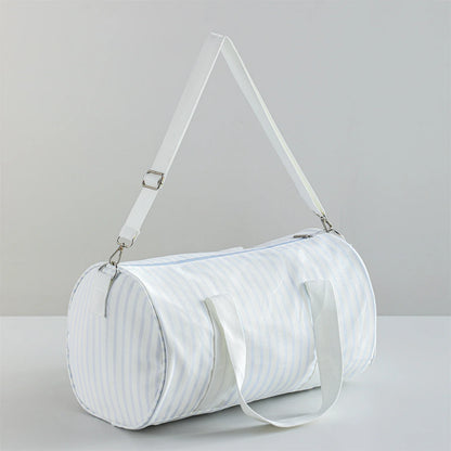 Striped Duffle Bag Women Canvas Travel Overnight Bag With Detachable Adjusted Strap Weekender Bag Vacation