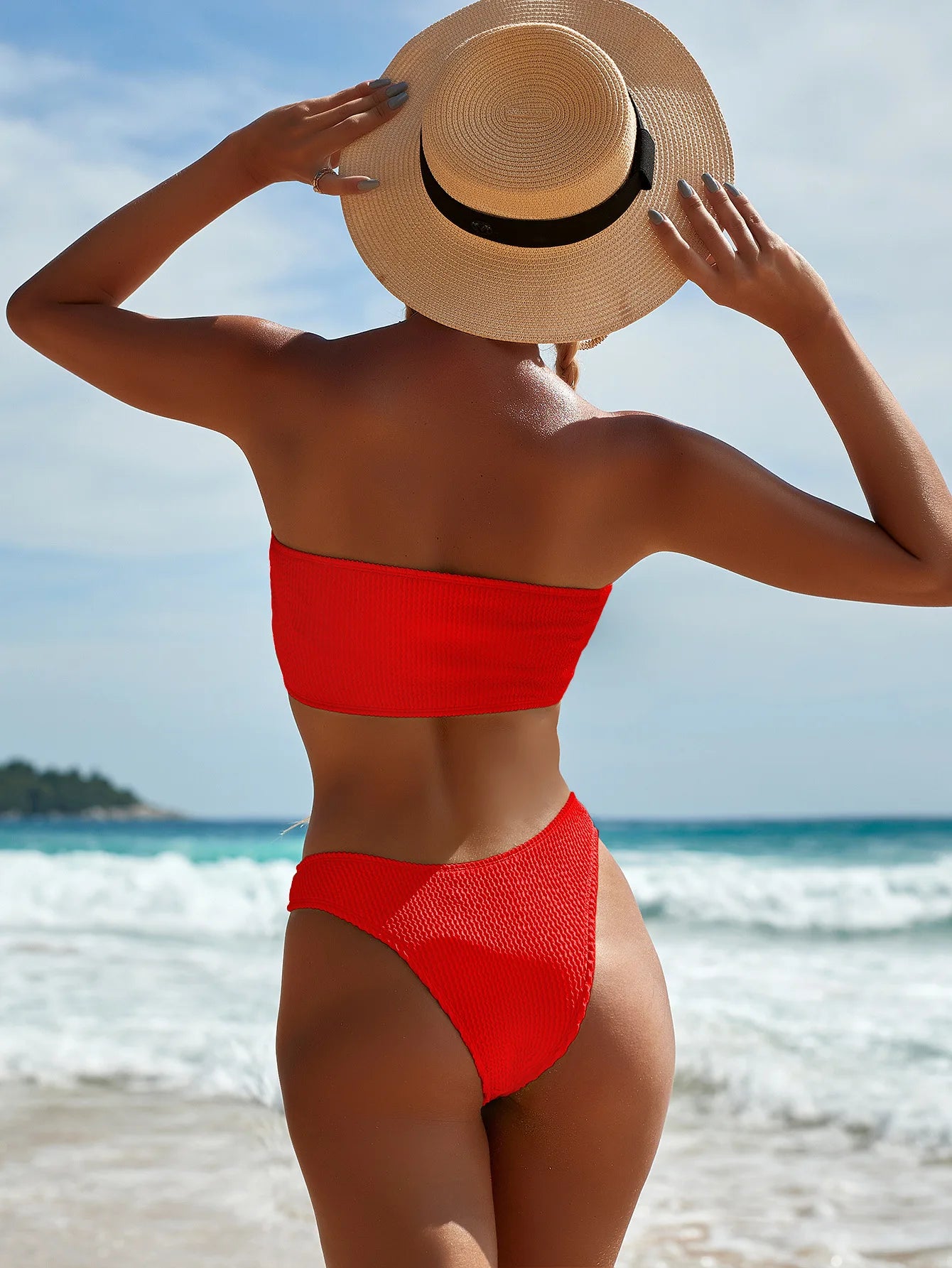 Fashion Bikini Textured Swimwear Women 2025 High Cut Swimsuit Women Bathing Suits Solid Brazilian Bikinis Set