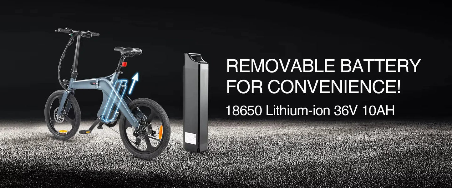 250W brushless motor electric bike, 20-inch 36V 10AH battery foldable electric bicycle, convenient ebike for urban commuting