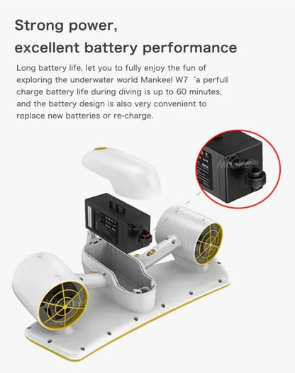 W7 Fast Subacqueo Electric Da 300W 500W Sublue Jet Underwater Scooter Msds Approved Acqua Seascooter Sea Underwater Scooter