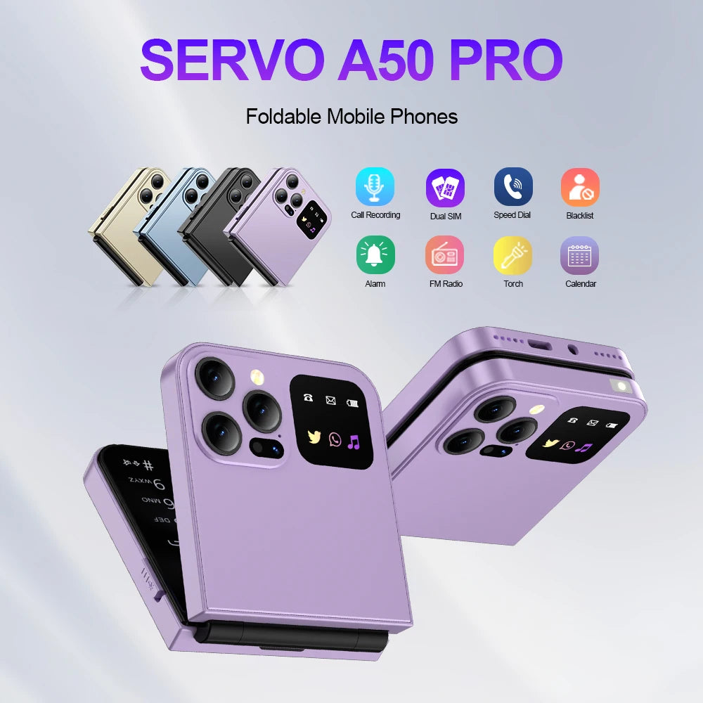 Foldable Mobile Phones Speed Dial 2 SlM Cards 2.4" Display Cellphone Call Recording LED flashlight Blacklist FM Radio Telephones