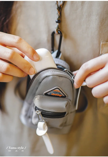 Maden-Women's Mountain Mini Functional Hanging Bag, Outdoor Crossbody Shoulder Bag, Small Waistpack, Key Earphone Card Bag