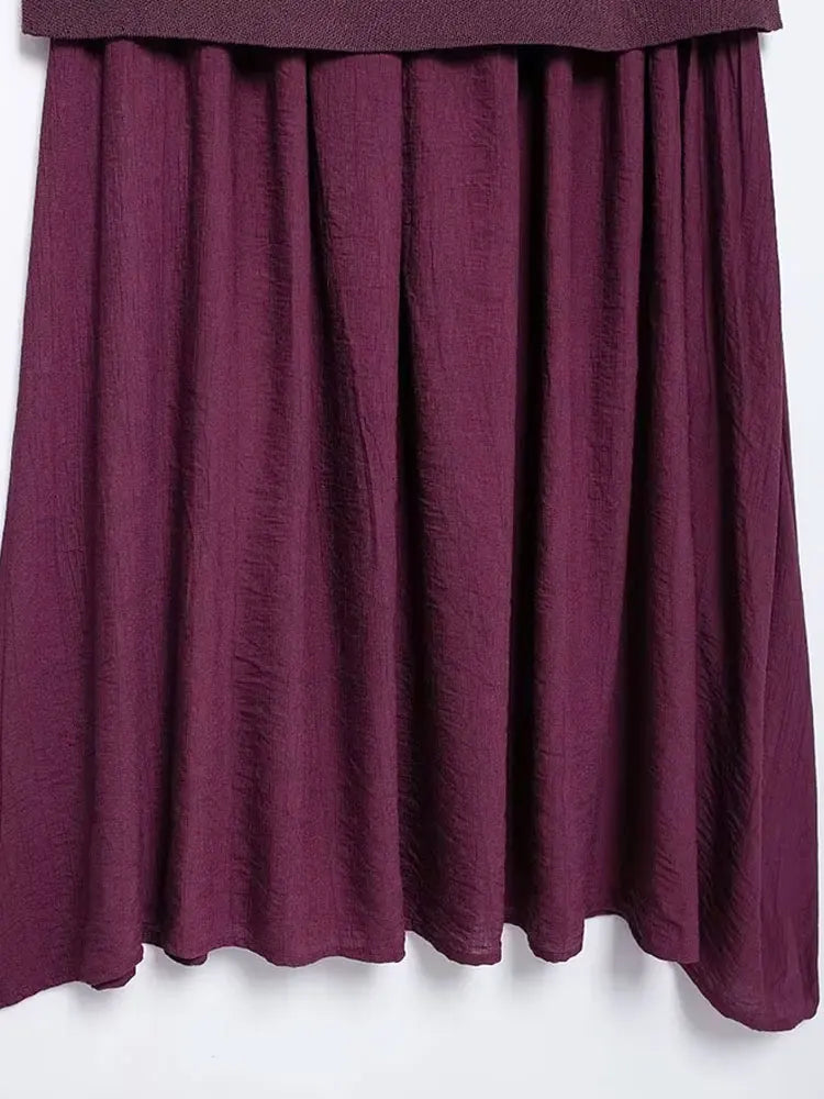 HH Elegant Midi Skirt For Women Fashion Solid A-line High Waist Pleated Side Zipper Long Skirt Vintage Skirts Chic Bottom