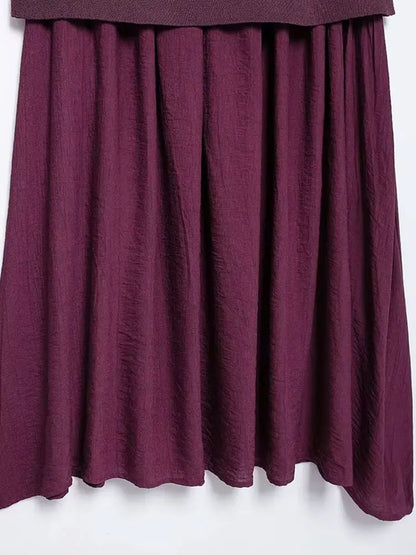 HH Elegant Midi Skirt For Women Fashion Solid A-line High Waist Pleated Side Zipper Long Skirt Vintage Skirts Chic Bottom