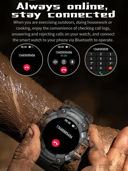 Time Owner New Men's Outdoor Sports Smart Watch Flashlight Compass Heart Rate Monitoring Smart Bracelet Military Waterproof