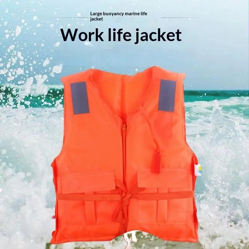 1Pcs Zipper Safety Life Jacket For Adult Flood Rescue Vest Emergency Flotation Device With Pockets Water Survival Safety Gear