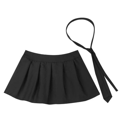 Womens Plaid Pleated Skirts With Necktie Harajuku Mini Japanese Preppy Schoolgirls Uniforms Kawaii Skirts Ladies Cosplay Costume