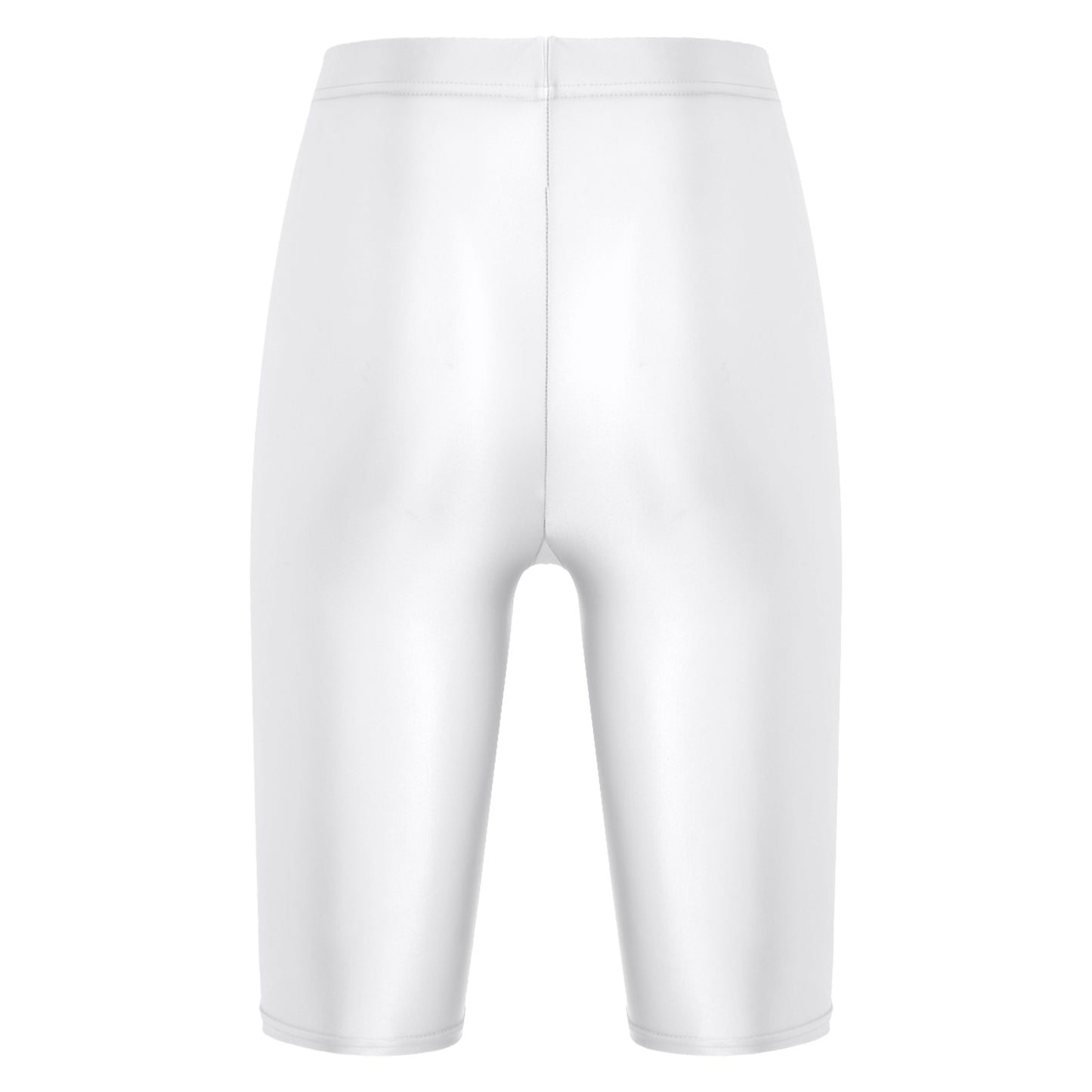 Women Glossy Shorts High Waist Fitness Short Leggings Oil Shiny Knee-Length Tights Swimming Trunks Female Workout Sports Bottoms