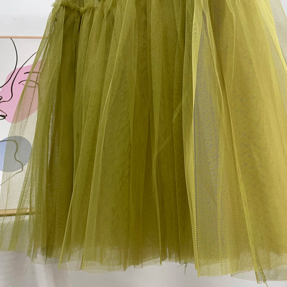 Hirsionsan Pleated Cake Skirts Women 2024 New Korean Harajuku Sweet Lace Skirt Ladies Elegant Party Ball Gown Female Mesh Skirt