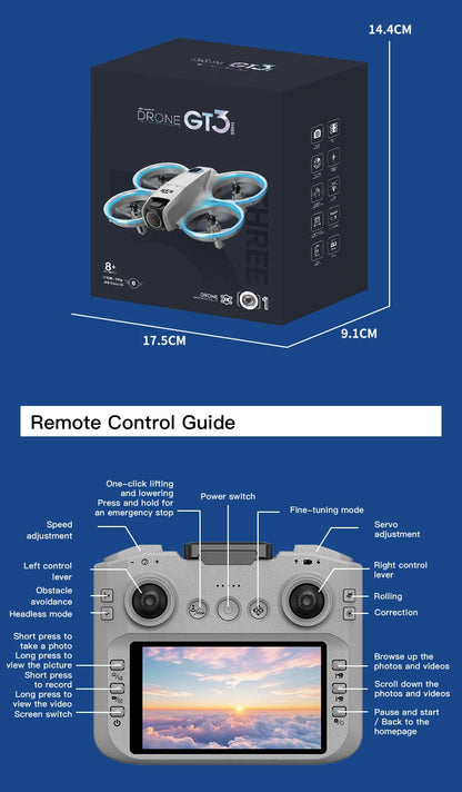 2025New GT3 MAX Drone 8K HD 4.3" Remote Control Headless Mode Helicopter 360° Flip Quadcopter Toys Mini Drone Fors Kid Toy Gifts