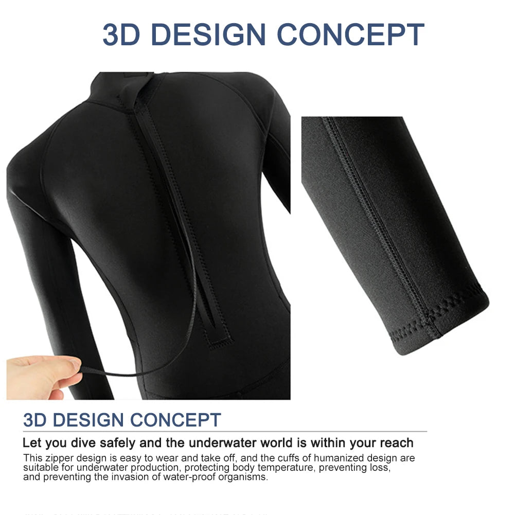 3MM Wetsuits Men Neoprene Diving Surfing Swimming Full Suits Cold Water Keep Warm Zipper Water Sports Full Diver Suit