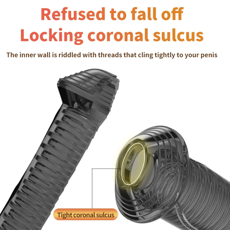 Adult Products Male Delayed  Adult Sex Toy Delayed Ejaculation Penis Extender Condom Male Silicone Male Chastity Cage Device