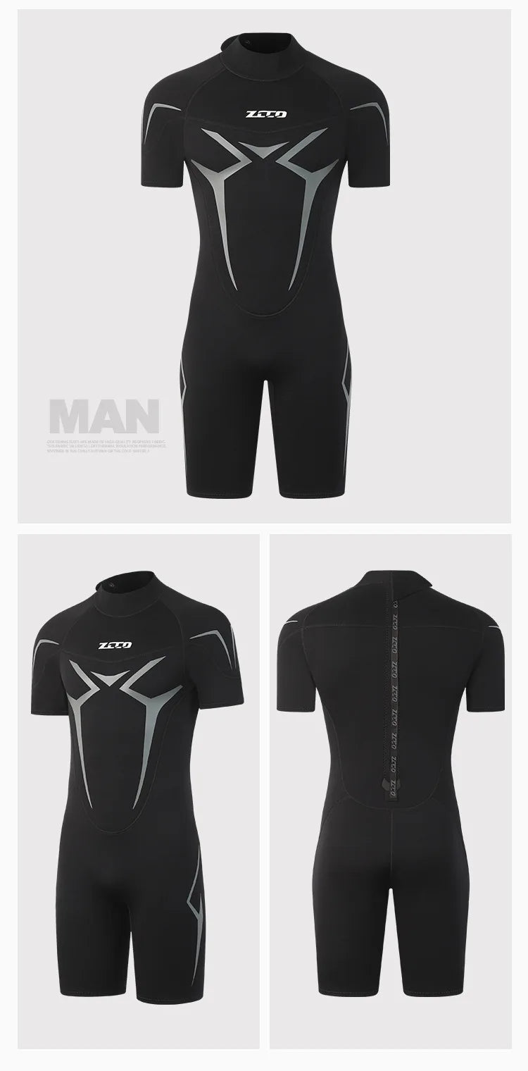 3mm Wetsuits for Men Women Neoprene Diving Suits Back Zipper Short Sleeve Swimsuits for Diving Snorkel Surfing Swimming Wet Suit